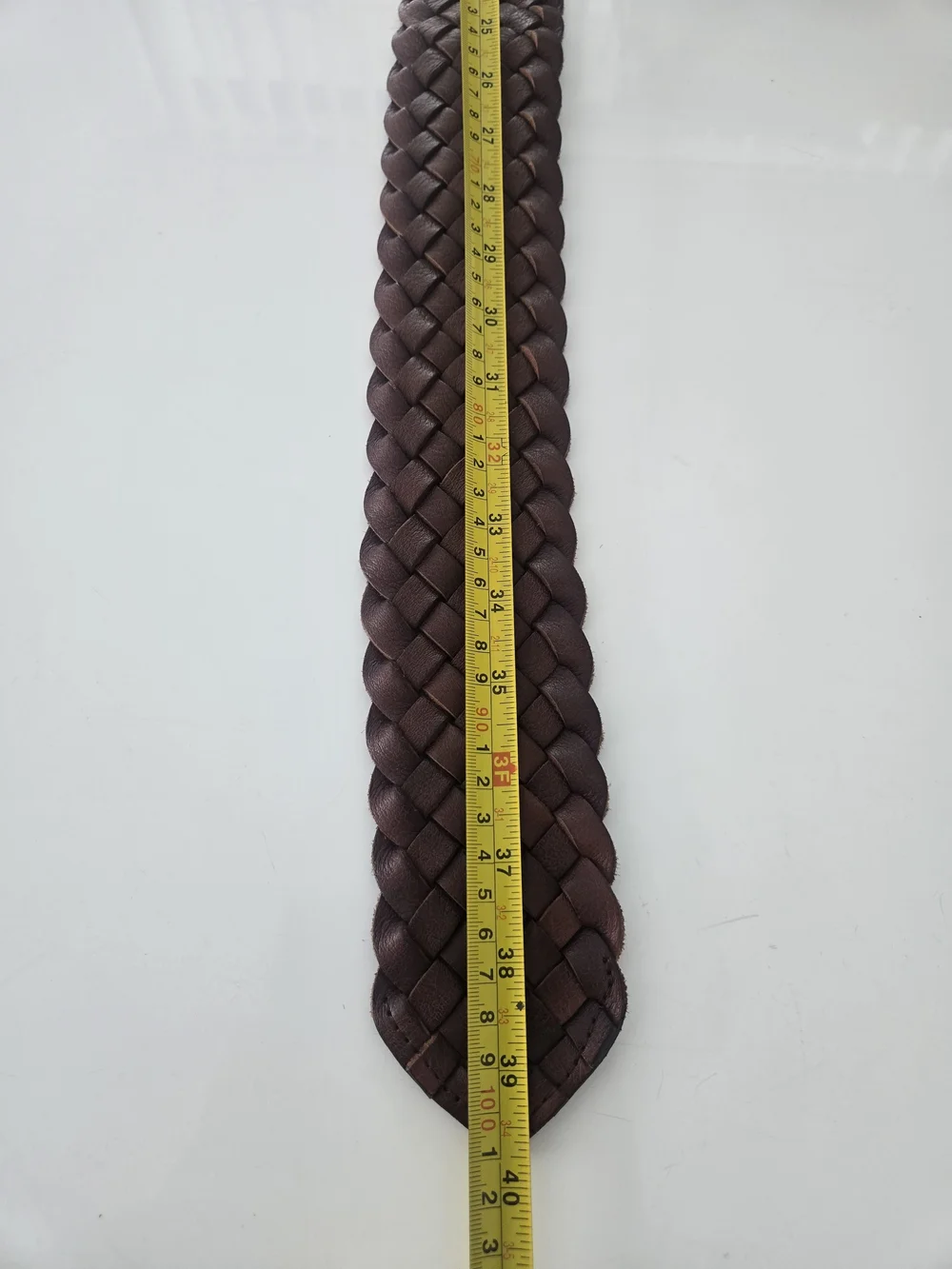 Women's Brown Braided Leather Belt w/ Buckle, Size S Regular